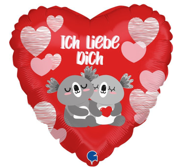 Folienballon - Ich liebe dich, Herz Koalas - ø 43cm